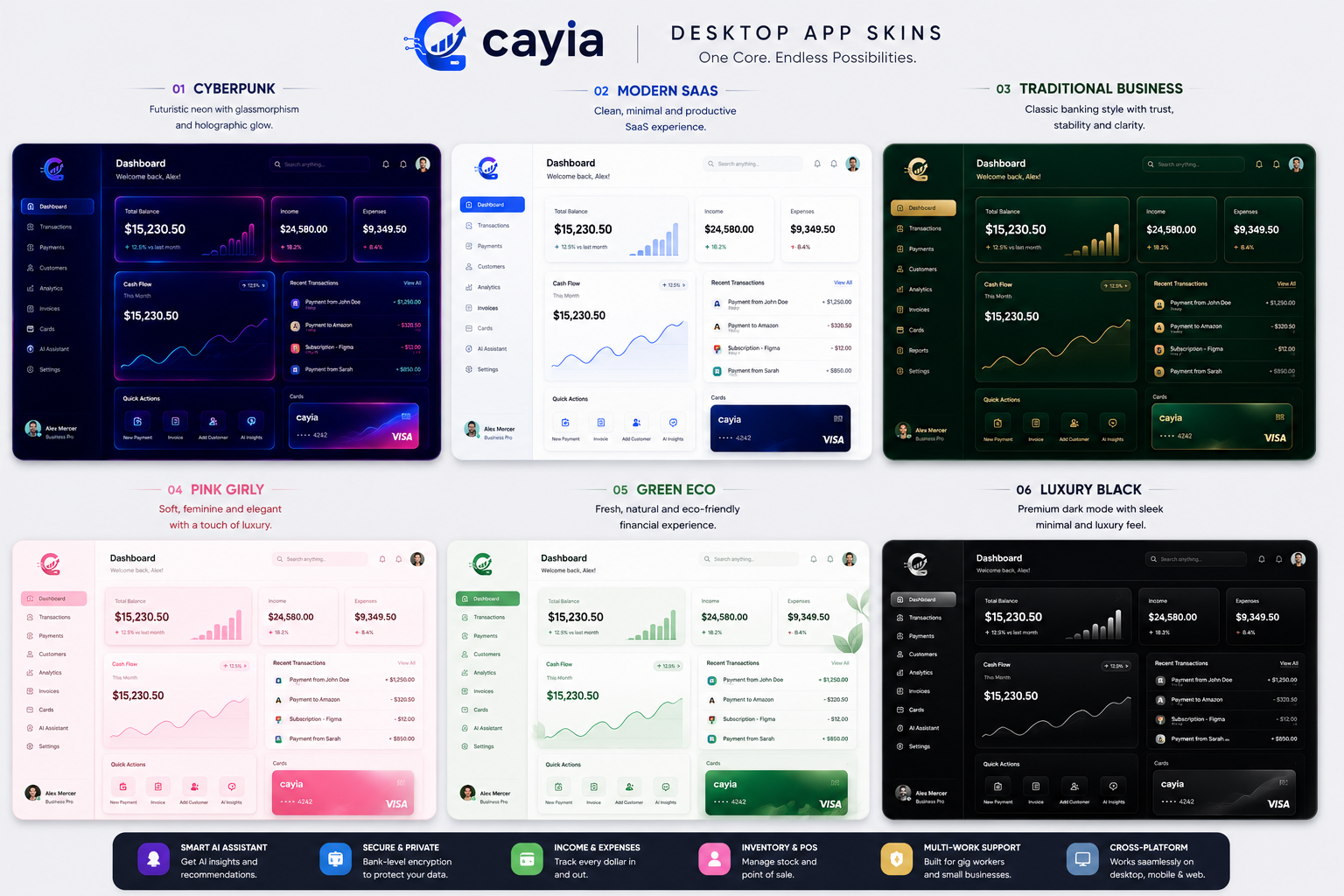 Muestras de skins de Cayia desktop